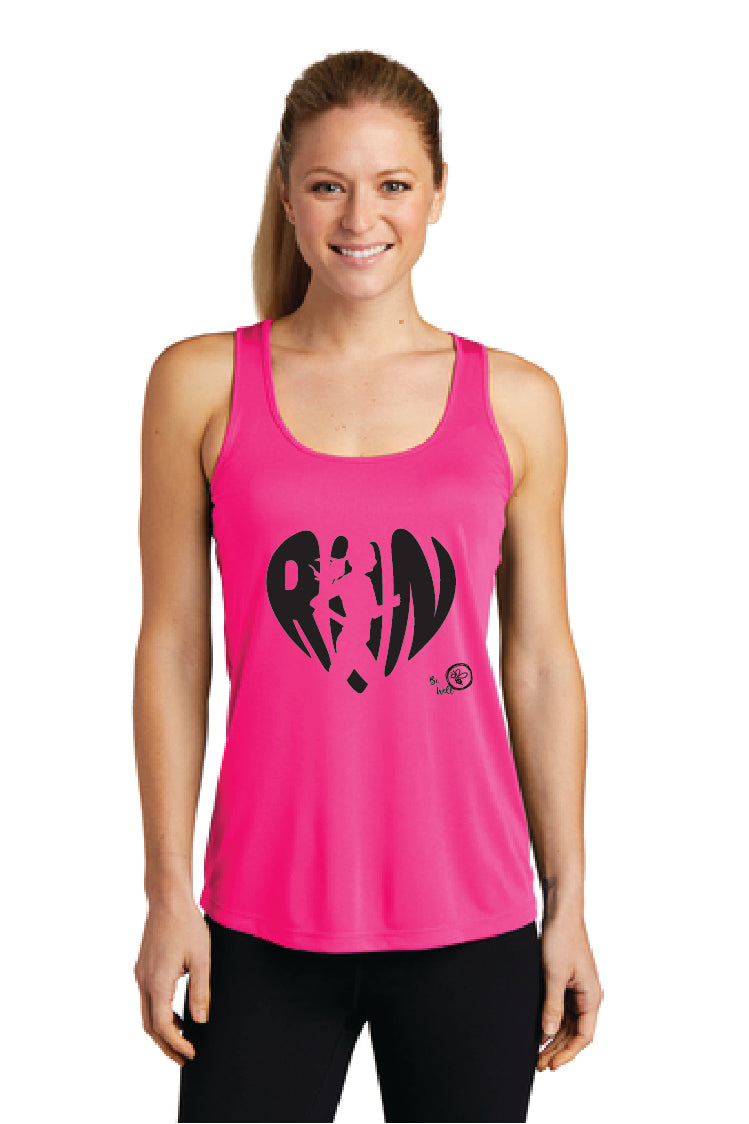 Ladies Moisture Wicking Racerback Tank - Run Heart